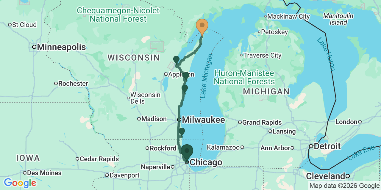 Chicago to Door County via Inland Wisconsin: The Fall Color Route Through Green Bay and Sturgeon Bay
