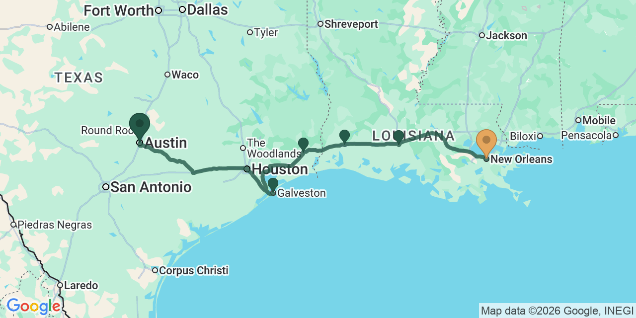 Austin to New Orleans via the Gulf Coast: Galveston, Lafayette & Beyond