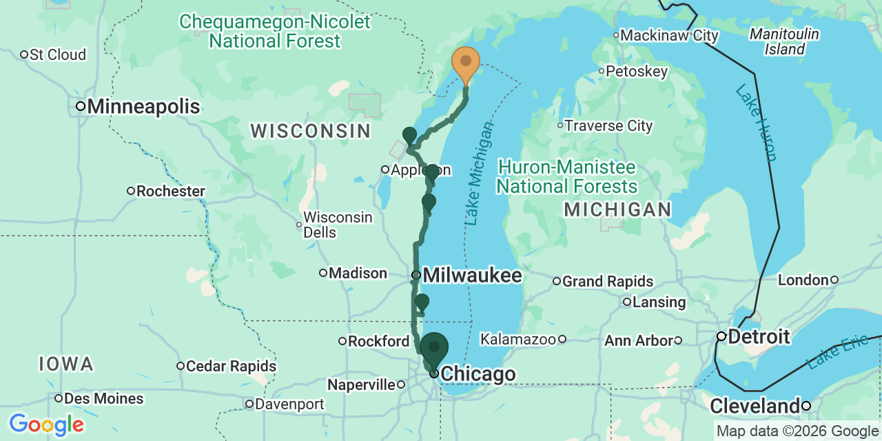 Chicago to Door County via Green Bay: The Lake Michigan Shore Road Trip on I-94 and US-141
